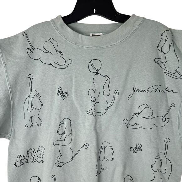 Vintage James Thurber Dog Art Fun Cartoon Casual Sweatshirt - Picture 6 of 13